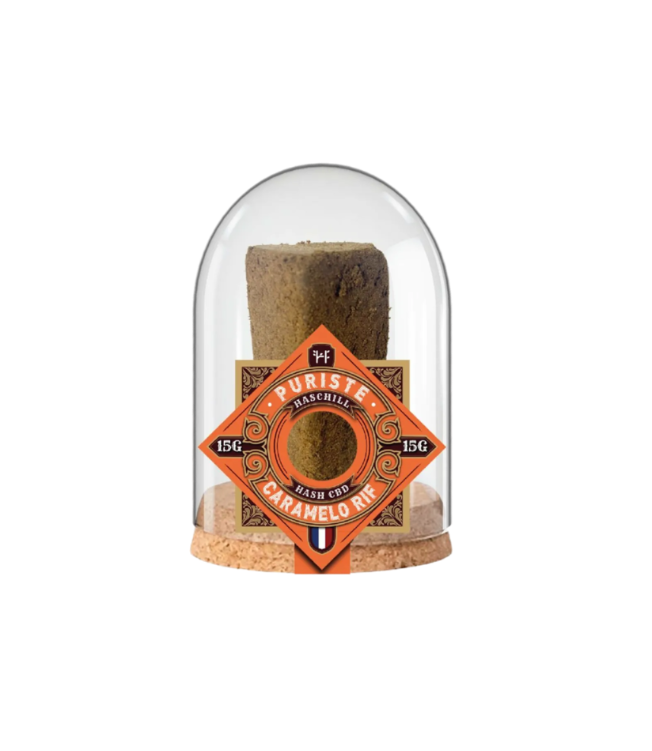 Block of hash with a label on a white background